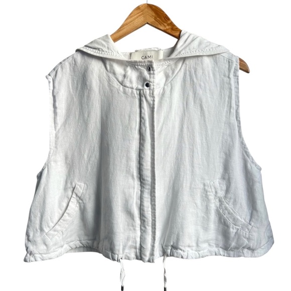 Cami NYC | White Linen Hooded Vest - Picture 1 of 9
